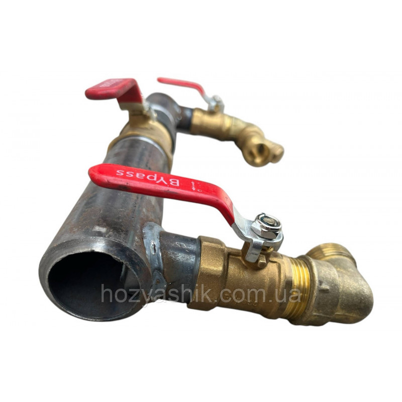 Байпас стальной DN40 (1 1/2") с шаровым краном, короткий (390 мм)