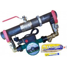Байпас стальной DN50(2") L=400мм с латунным шаровым краном и циркуляционным насосом