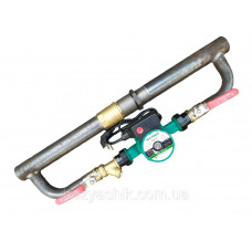 Байпас стальной DN40 (1 1/2") длинный 670 мм с латунным клапаном и циркуляционным насосом