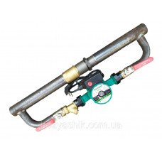 Байпас стальной DN40 (1 1/2") L=670 мм с латунным шаровым обратным клапаном и циркуляционным насосом