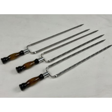 Двойной шампур ПРЕМИУМ, с деревяной ручкой