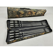 Набор шампуров в чехле СЕРЕБРО, (7 штук, двойной шампур + чехол)