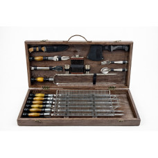 Набор подарочный для пикника ПРЕМИУМ, ручной работы (шампура и аксессуары)