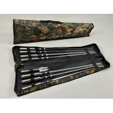 Набор шампуров в чехле СЕРЕБРО, (7 штук, вилка для снятия мяса + чехол)