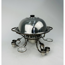 Садж для подачи (подогрева) шашлыка 36 см. с соусницами и рюмками + крышка, усиленный