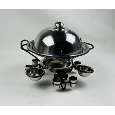 Садж с соусницами и рюмками для подачи 36 см. VIP виноградный лист + крышка