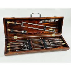 Набор шампуров в кейсе САФАРИ-2 (латунные головы зверей)