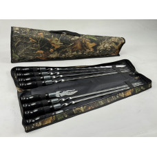 Набор шампуров в чехле БЛЭК, (7 штук, вилка-нож для снятия мяса + чехол)