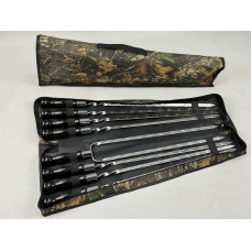 Набор шампуров в чехле БЛЭК, (7 штук, двойной шампур + чехол)