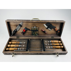 Набор шампуров в деревянном кейсе ЯГУАР