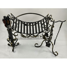 Комплект для мангала и камина (подставка для шампуров, каминный набор, дровница)