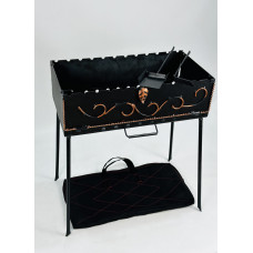 Мангал-чемодан кованный на 12 шампуров, 2 мм. (мангал, чехол, кочерга и совок)