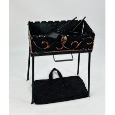 Мангал-чемодан кованный на 8 шампуров, 3 мм. (мангал, чехол, кочерга и совок)