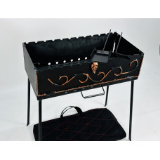 Мангал-чемодан кованный на 12 шампуров, 3 мм. (мангал, чехол, кочерга и совок)