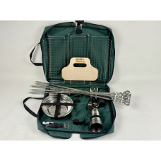 Набор посуды для пикника на 6 человек с шампурами и решеткой