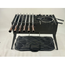 Мангал-чемодан с шампурами и подставкой под казан, 3 мм + чехол