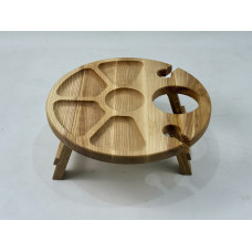 Деревянный винный столик, 35*35*17 см, 2 бокала и бутылка