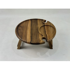 Деревянный винный столик, 35*35*17 см, 2 бокала