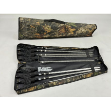 Набор шампуров в чехле Эксклюзив, (6 штук, двойной шампур, вилка-нож для снятия + чехол книжка)