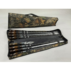 Набор шампуров в чехле ВЕНГЕ, (7 штук, вилка-нож для снятия мяса + чехол)