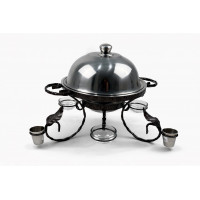 Садж для подачи (подогрева) шашлыка 28 см. с соусницами и рюмками + крышка "ГРЕЦИЯ"