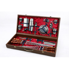 Набор шампуров в кожаном кейсе, Элит