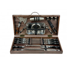 Премиум набор для шашлыка и барбекю в деревянном кейсе