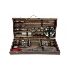 Набор для гриля и барбекю в деревянном кейсе (подарочный)