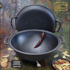 Казан Ø40см, 12л., чугунный узбецкий WOK Maysternya с крышкой-сковородой