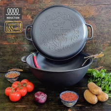 Казан Ø40см, 15л., чугунный узбецкий WOK Maysternya с крышкой-сковородой