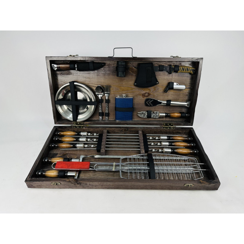 Подарунковий набір для пікніка ШАШЛИЧНИК, ручної роботи (шампура і аксесуари)