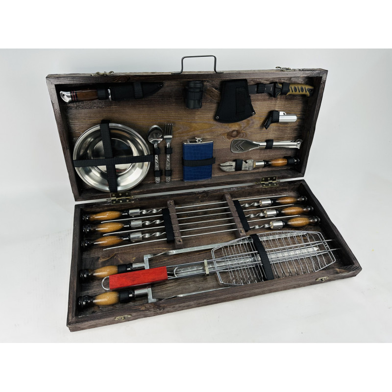 Подарунковий набір для пікніка ШАШЛИЧНИК, ручної роботи (шампура і аксесуари)