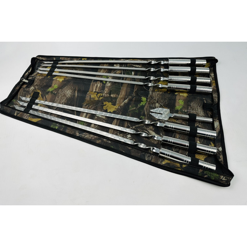 Набір шампурів в чохлі СРІБЛО, (7 штук, вилка для зняття м'яса + чохол)