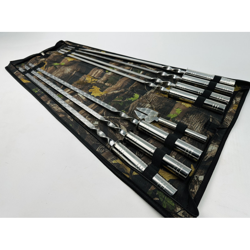 Набір шампурів в чохлі СРІБЛО, (7 штук, вилка для зняття м'яса + чохол)