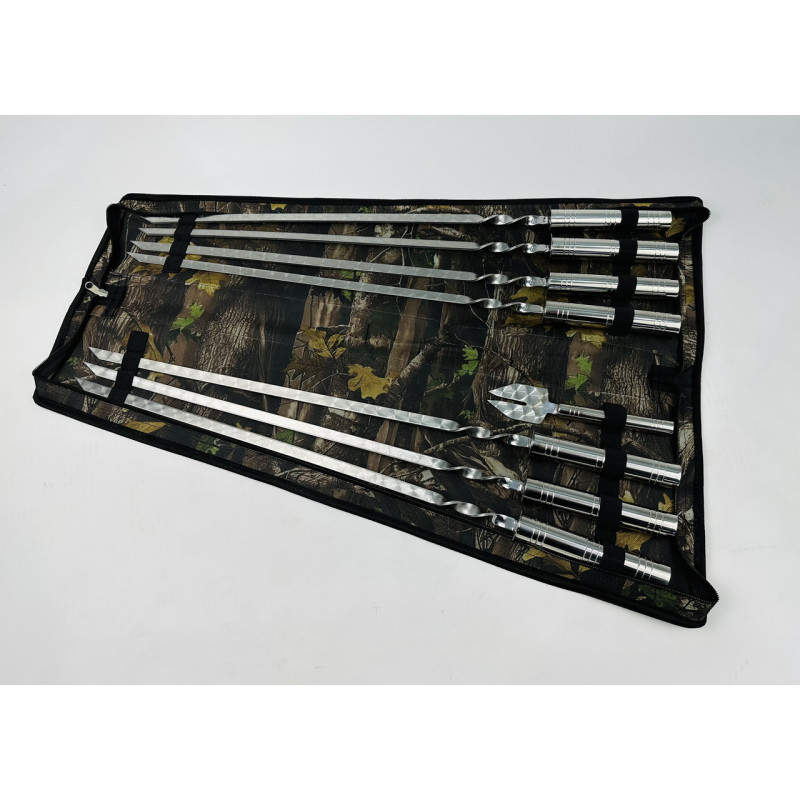 Набір шампурів в чохлі СРІБЛО, (7 штук, вилка для зняття м'яса + чохол)