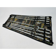 Набір шампурів в чохлі СРІБЛО, (6 штук, подвійний шампур, вилка-ніж для зняття + чохол)