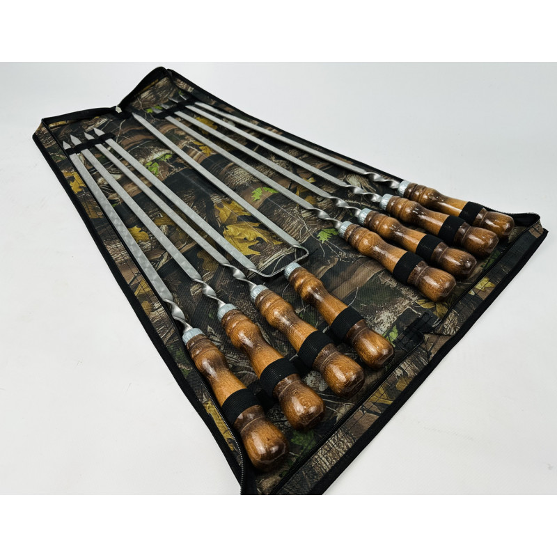 Набір шампурів в чохлі КІЗЛЯР, (7 штук, подвійний шампур + чохол)