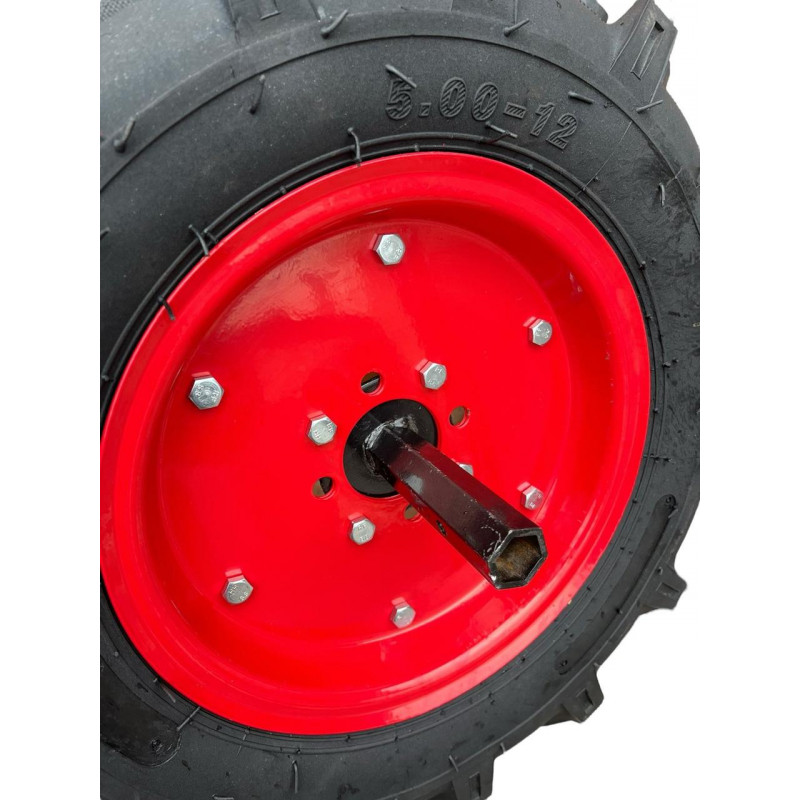 Колесо на мотоблок 5.00-12 в зборі зі ступецею (170мм)