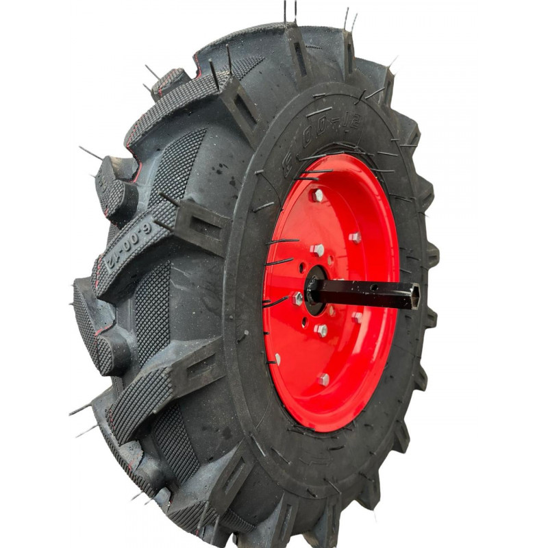 Колесо на мотоблок 6.00-12 в зборі зі ступецею (170мм)