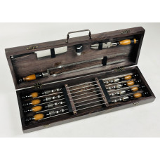 Набір шампурів в дерев'яному кейсі ОРІОН
