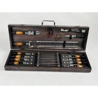 Набір шампурів в дерев'яному кейсі ПАТРІОТ