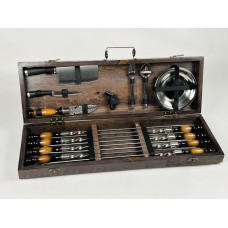 Набір шампурів в дерев'яному кейсі ГОЛД