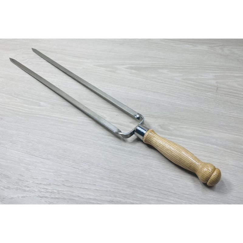 Подвійний шампур ДУБ, з дерев'яною ручкою