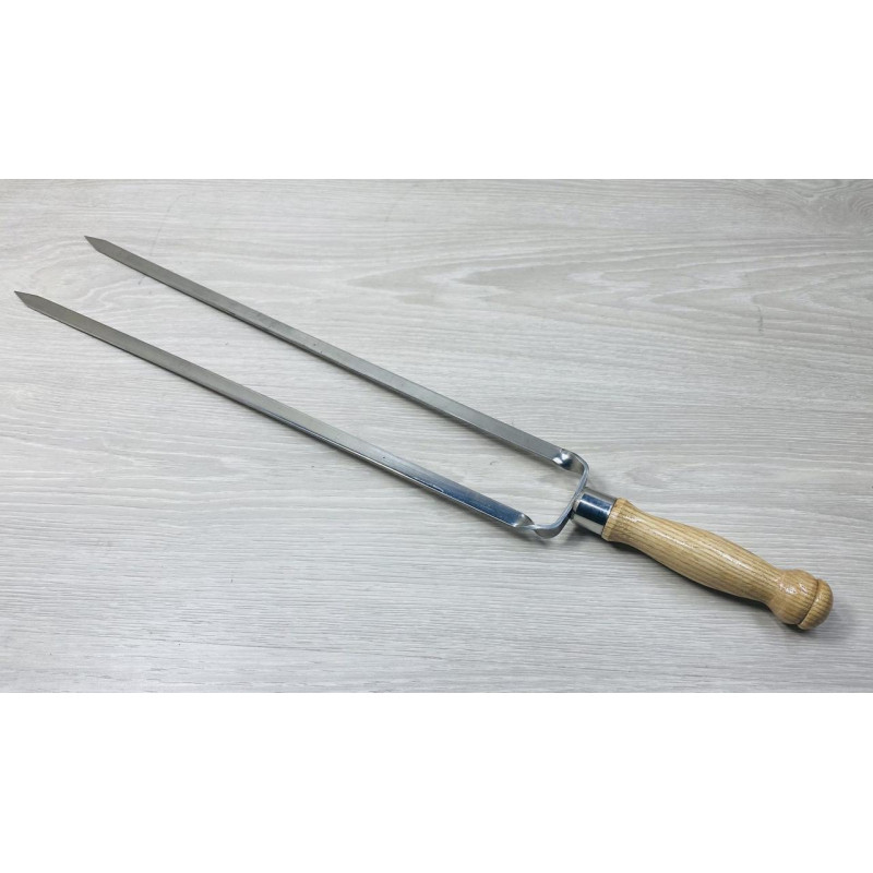 Подвійний шампур ДУБ, з дерев'яною ручкою