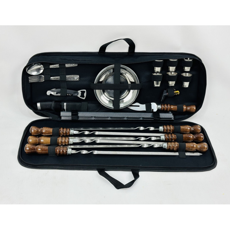 Набір шампурів і посуду для пікніка 2в1