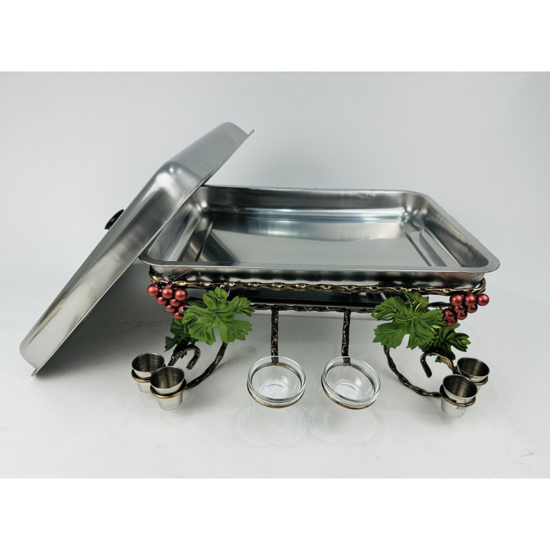 Садж прямокутний “Виноград” з соустицями та чарками