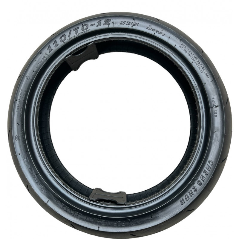 Мотопокришка 110/70-12 безкамерна (TL), MAX. LOAD 180кг, ЗАХИСТ ОБОДА