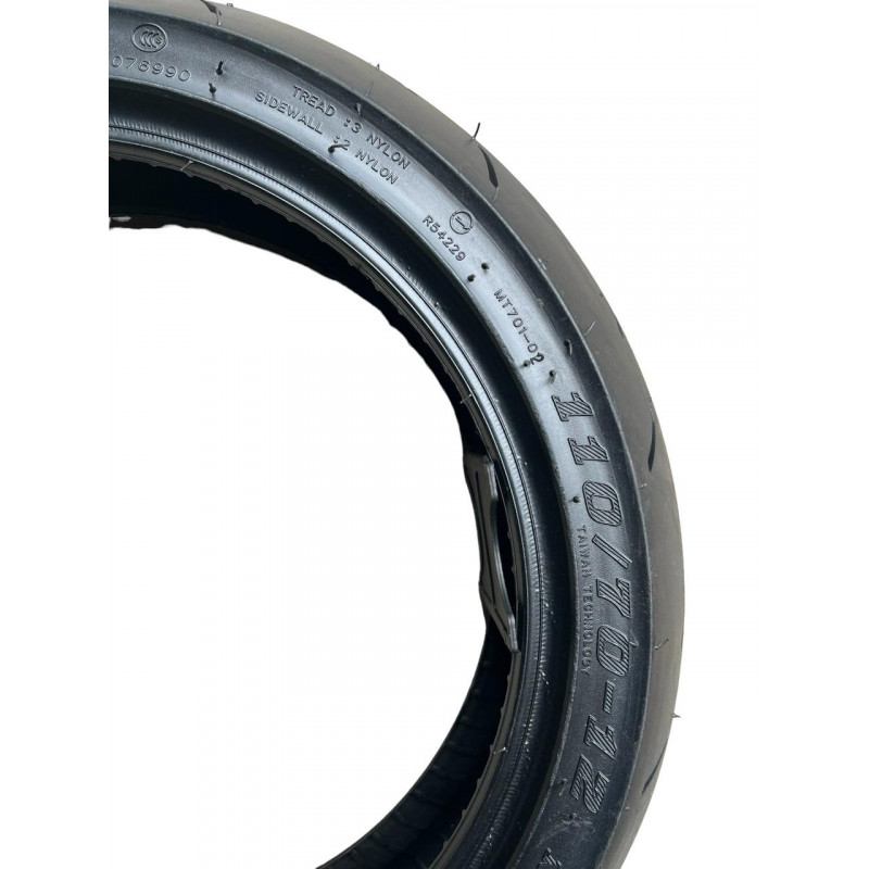 Мотопокришка 110/70-12 безкамерна (TL), MAX. LOAD 180кг, ЗАХИСТ ОБОДА