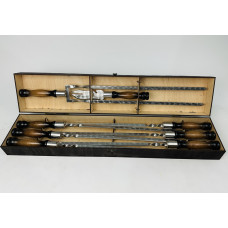 Набір шампурів у кейсі "Вуд з подвійним та виделкою для зняття"