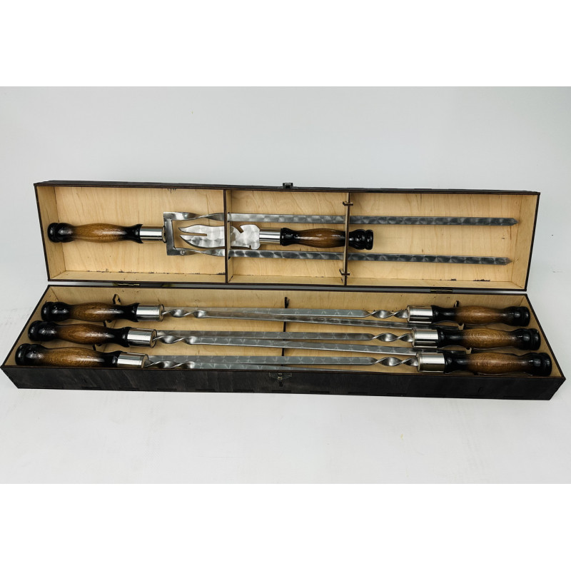 Набір шампурів у кейсі "Вуд з подвійним та виделкою для зняття"